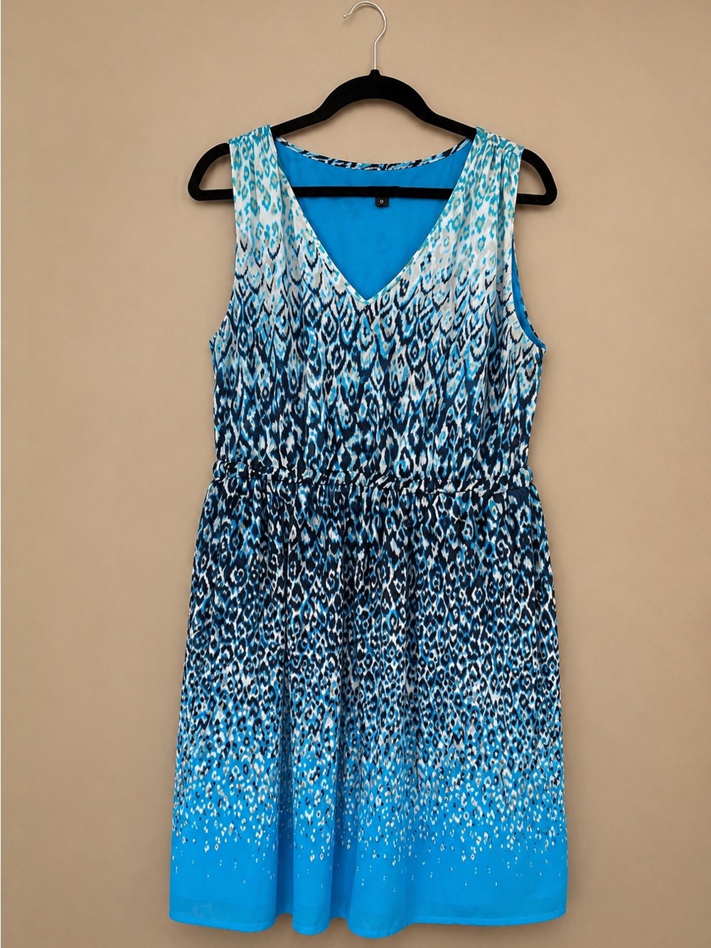 Ann Taylor Blue Ombre Print V-Neck Dress